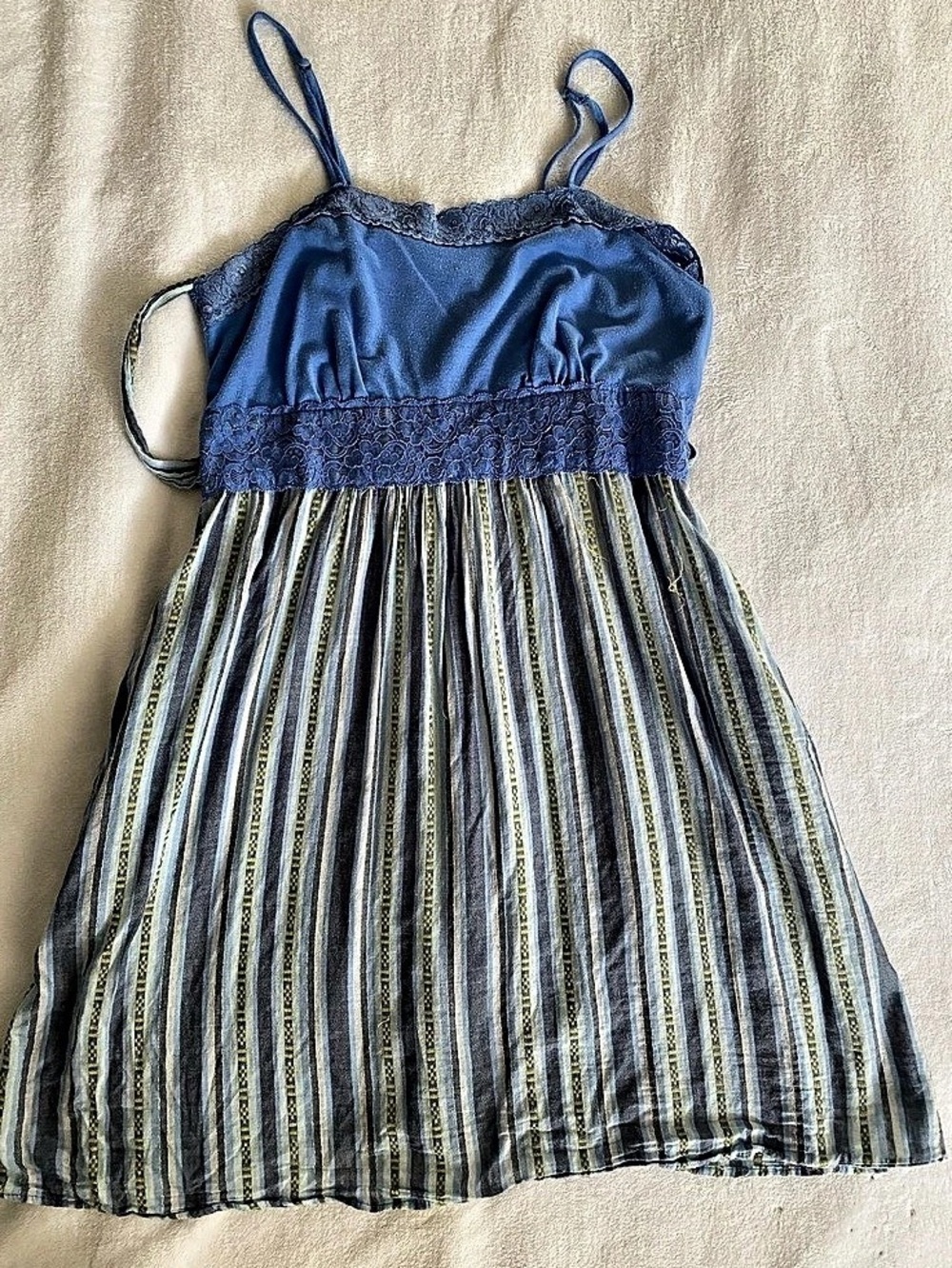 Rossino Supply Co. Striped Mini Dress in Blue & Gray Size Medium